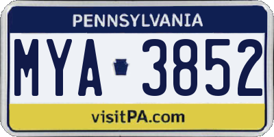 PA license plate MYA3852