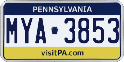 PA license plate MYA3853