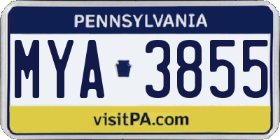 PA license plate MYA3855