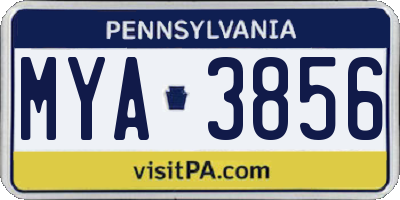 PA license plate MYA3856