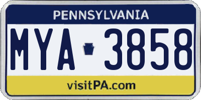 PA license plate MYA3858