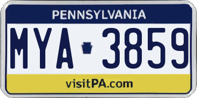 PA license plate MYA3859