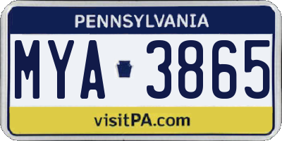 PA license plate MYA3865