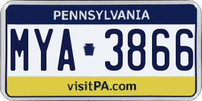 PA license plate MYA3866