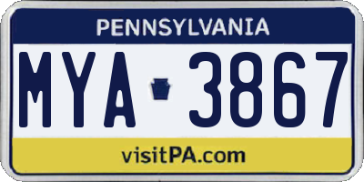 PA license plate MYA3867