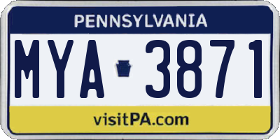 PA license plate MYA3871