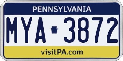 PA license plate MYA3872