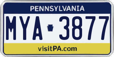PA license plate MYA3877