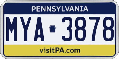 PA license plate MYA3878