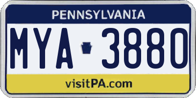 PA license plate MYA3880