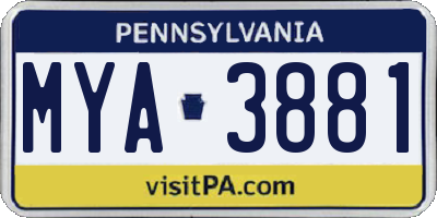 PA license plate MYA3881