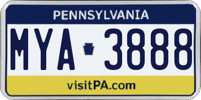 PA license plate MYA3888