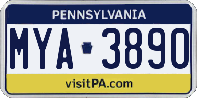 PA license plate MYA3890