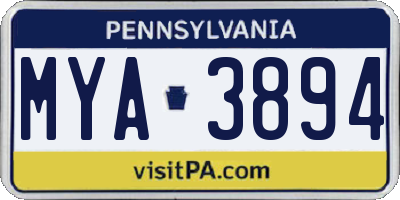PA license plate MYA3894