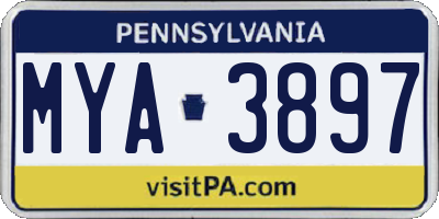 PA license plate MYA3897