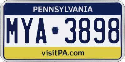 PA license plate MYA3898