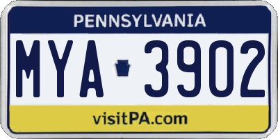 PA license plate MYA3902