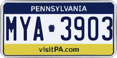 PA license plate MYA3903