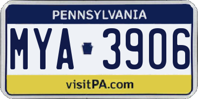 PA license plate MYA3906