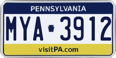 PA license plate MYA3912