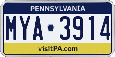 PA license plate MYA3914