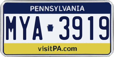 PA license plate MYA3919