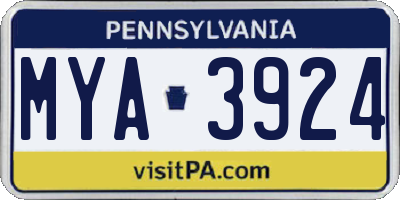 PA license plate MYA3924