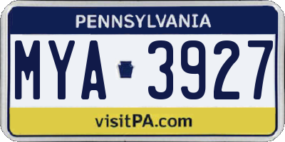 PA license plate MYA3927
