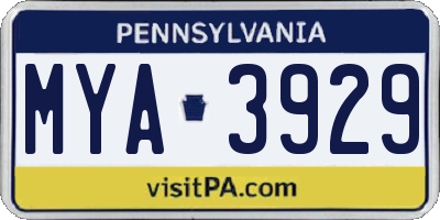 PA license plate MYA3929