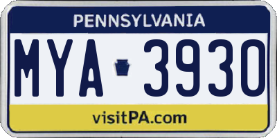 PA license plate MYA3930