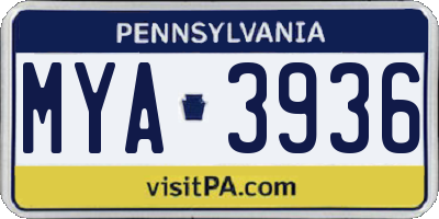 PA license plate MYA3936