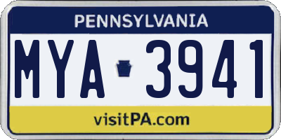 PA license plate MYA3941