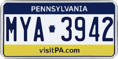 PA license plate MYA3942