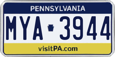 PA license plate MYA3944