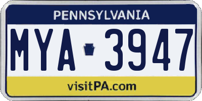 PA license plate MYA3947