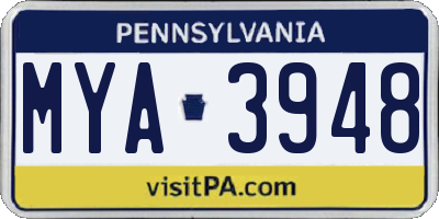 PA license plate MYA3948