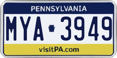 PA license plate MYA3949