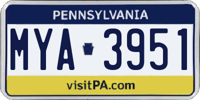PA license plate MYA3951