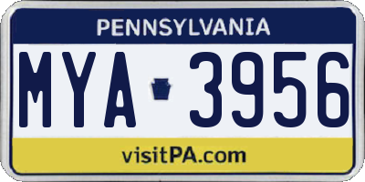 PA license plate MYA3956