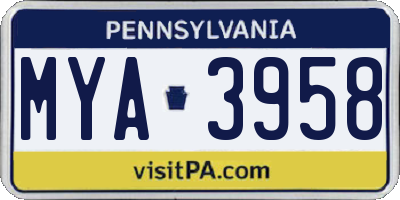PA license plate MYA3958