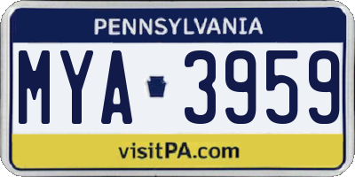 PA license plate MYA3959