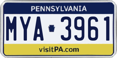 PA license plate MYA3961