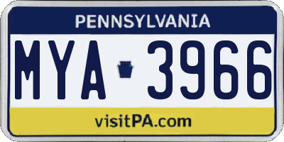 PA license plate MYA3966