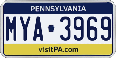 PA license plate MYA3969