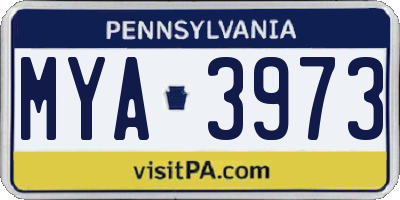 PA license plate MYA3973