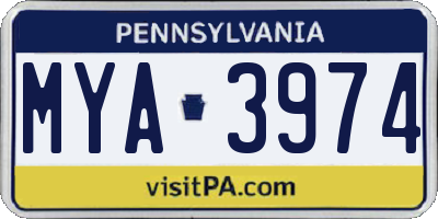 PA license plate MYA3974