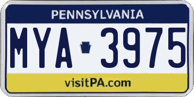 PA license plate MYA3975
