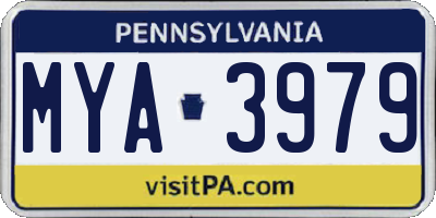 PA license plate MYA3979