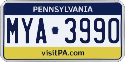 PA license plate MYA3990