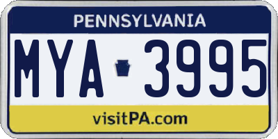 PA license plate MYA3995